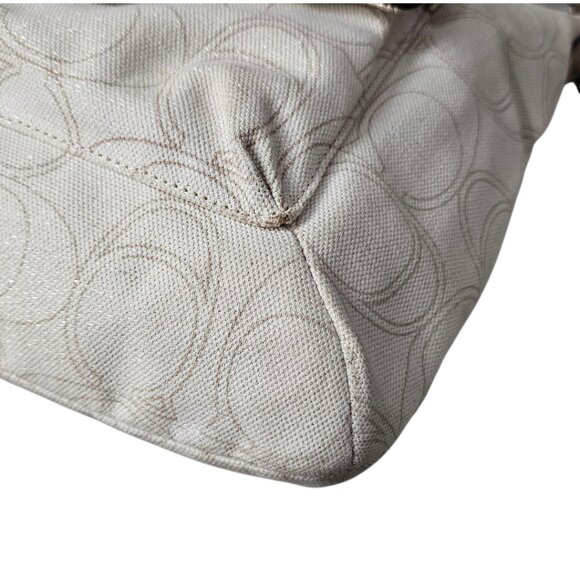 COACH Penelope Linen 2way Strap Turnlock Signature Cream Gold Shoulder Bag COA - Picture 11 of 16